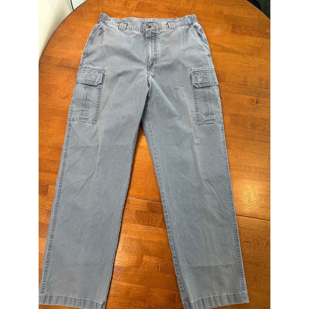 L.L. Bean Cargo Pants Mens 34x32 Blue Comfort Waist Cotton Straight Leg 191819